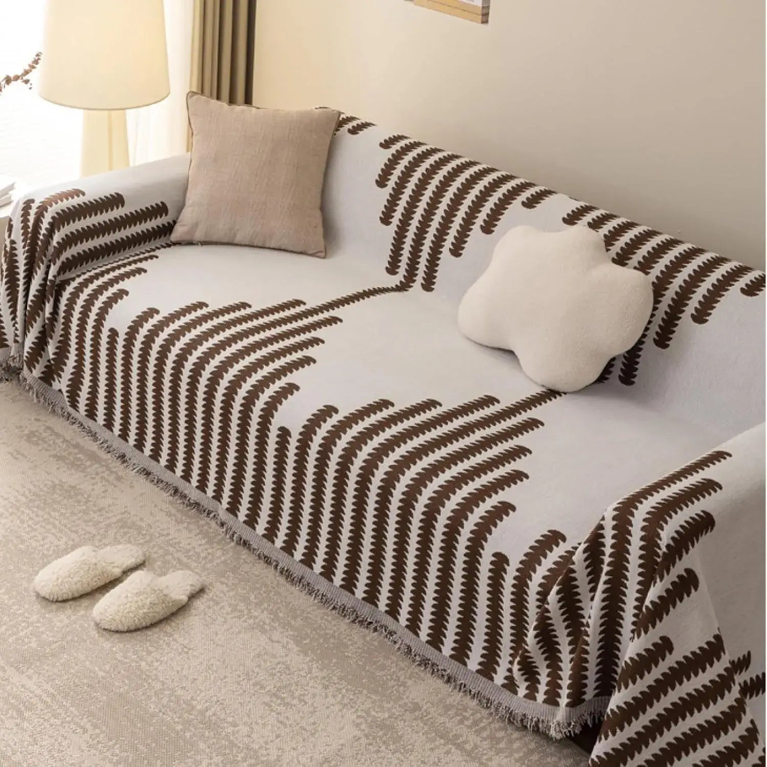 Capa de Sofá Chenille Luxuosa Marrom