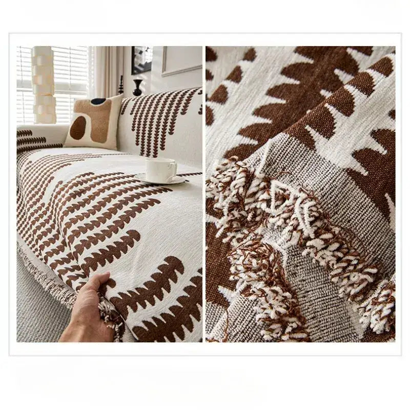 Capa de Sofá Chenille Luxuosa Marrom