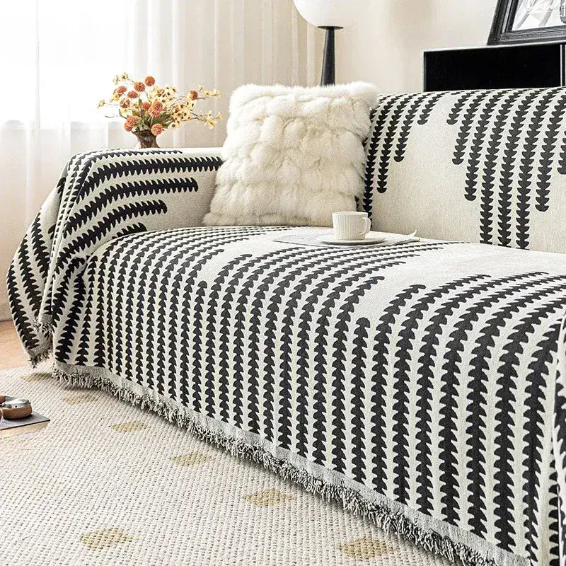 Capa de Sofá Chenille Luxuosa Preta