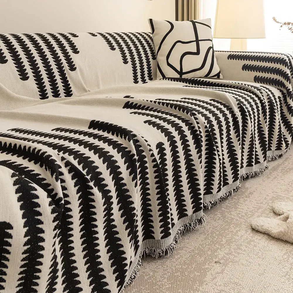 Capa de Sofá Chenille Luxuosa Preta