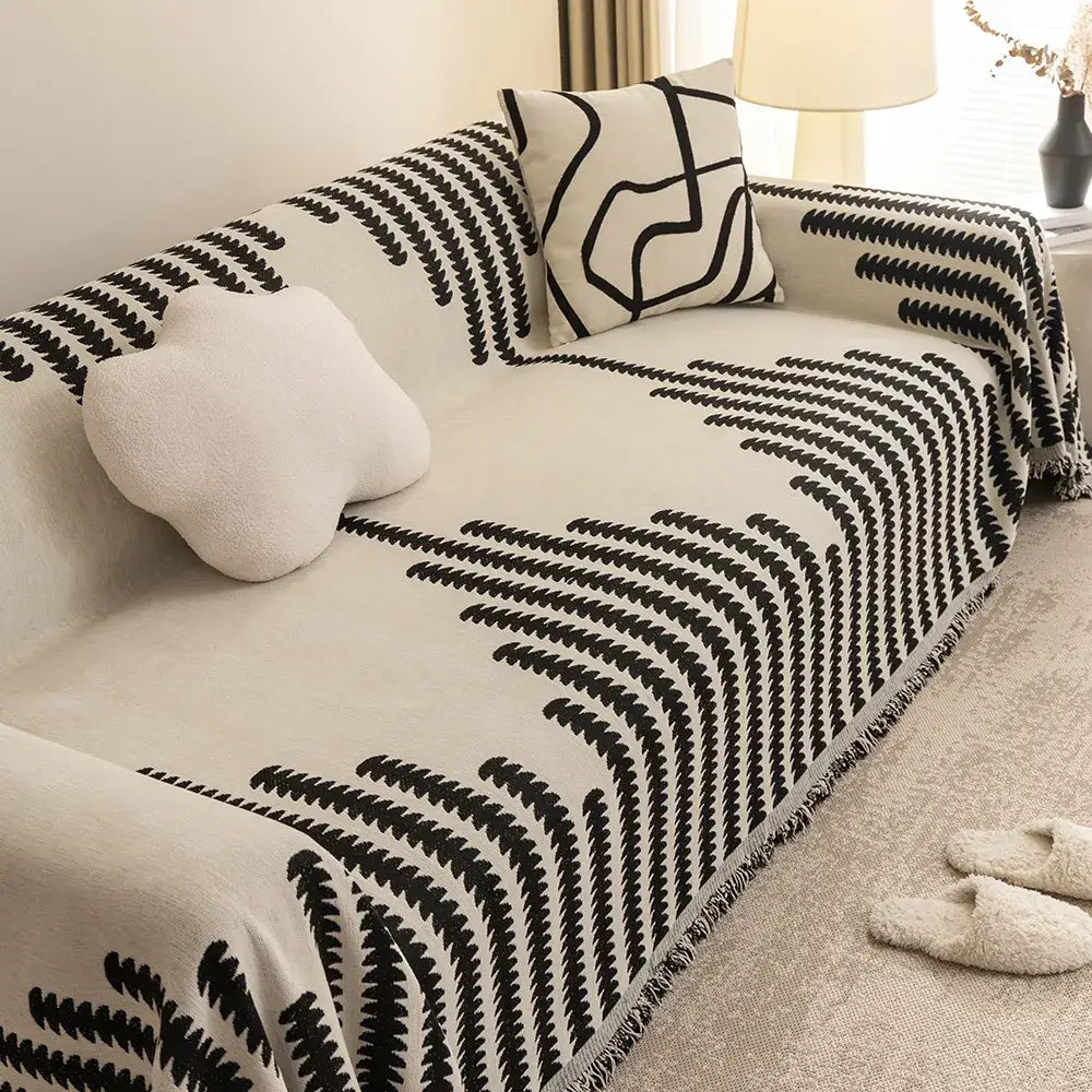 Capa de Sofá Chenille Luxuosa Preta