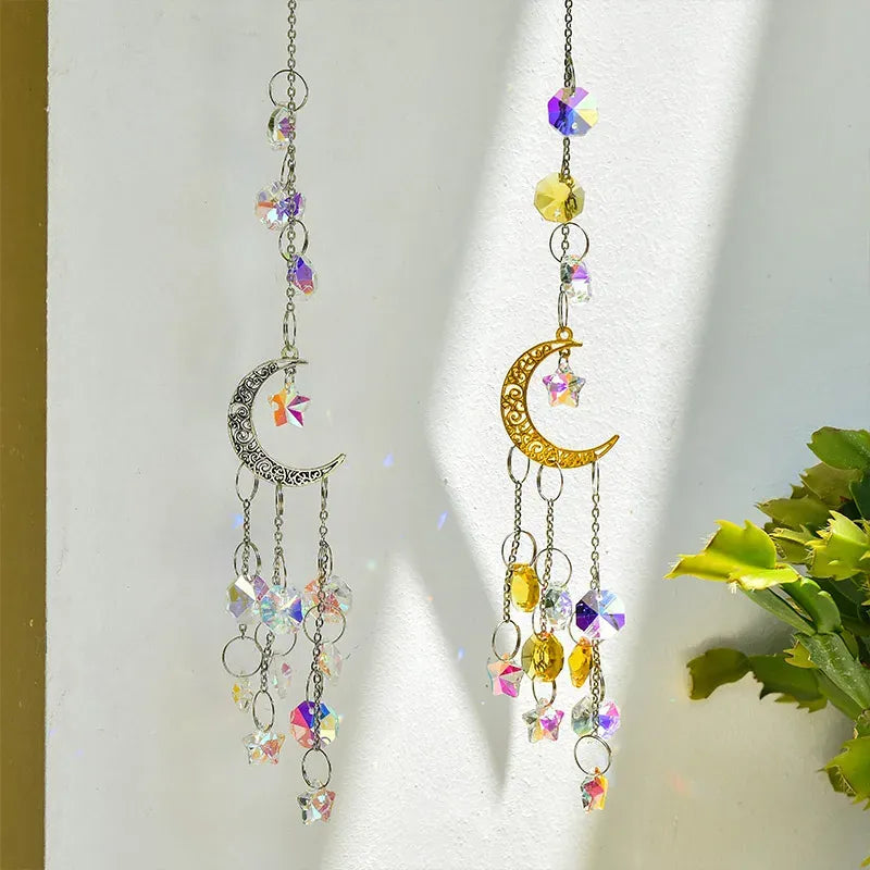Suncatcher Cristal Lua & Estrelas Douradas