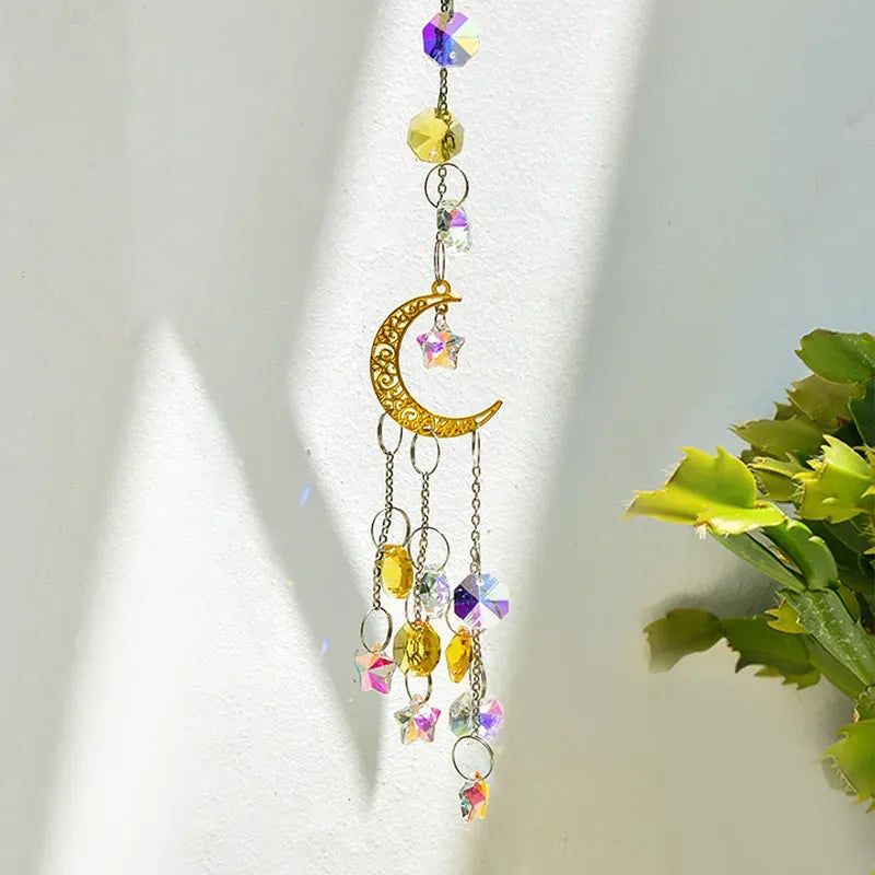 Suncatcher Cristal Lua & Estrelas Douradas