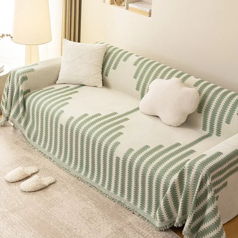 Luxury Chenille Sofa Cover Green