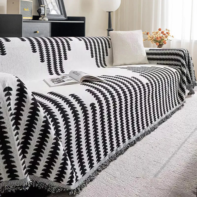 Capa de Sofá Chenille Luxuosa Preta