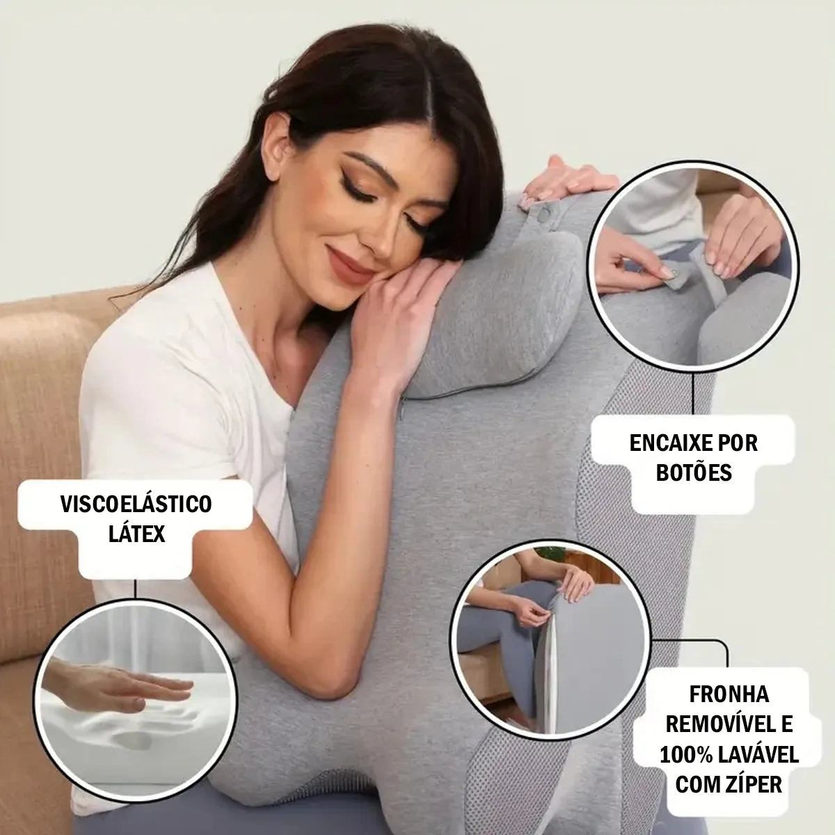 Travesseiro Anti Refluxo Ergonômico – Apoio Total e Conforto | Uclano