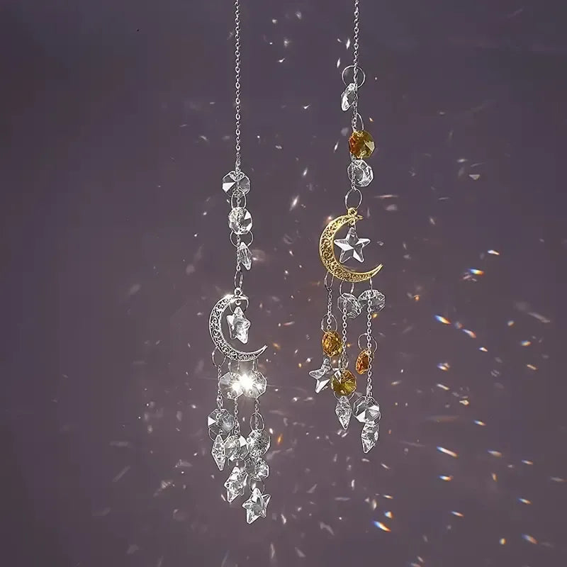 Suncatcher Cristal Lua & Estrelas Douradas