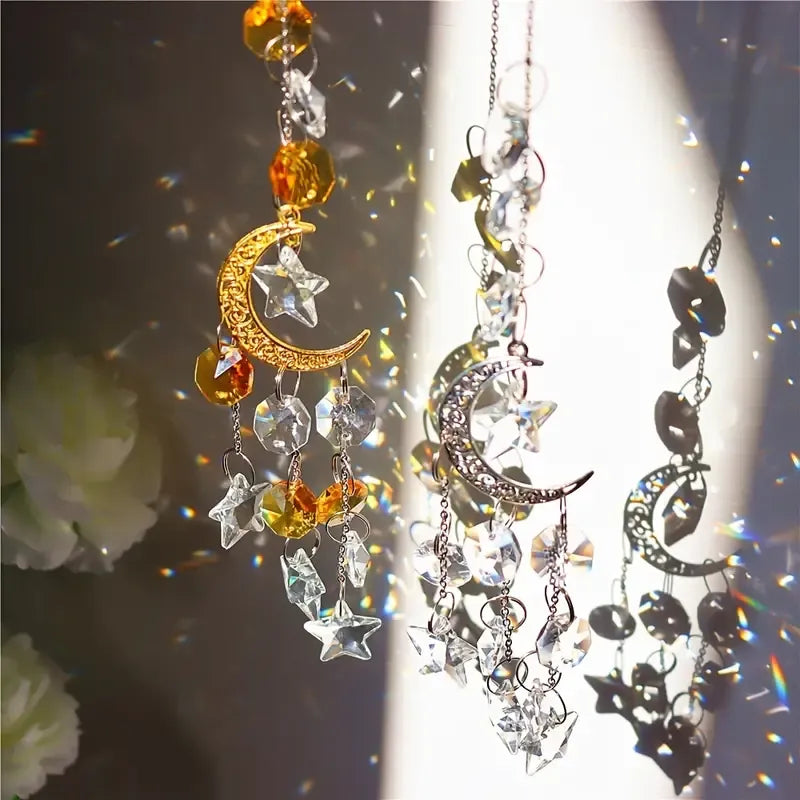 Suncatcher Cristal Lua & Estrelas Prata