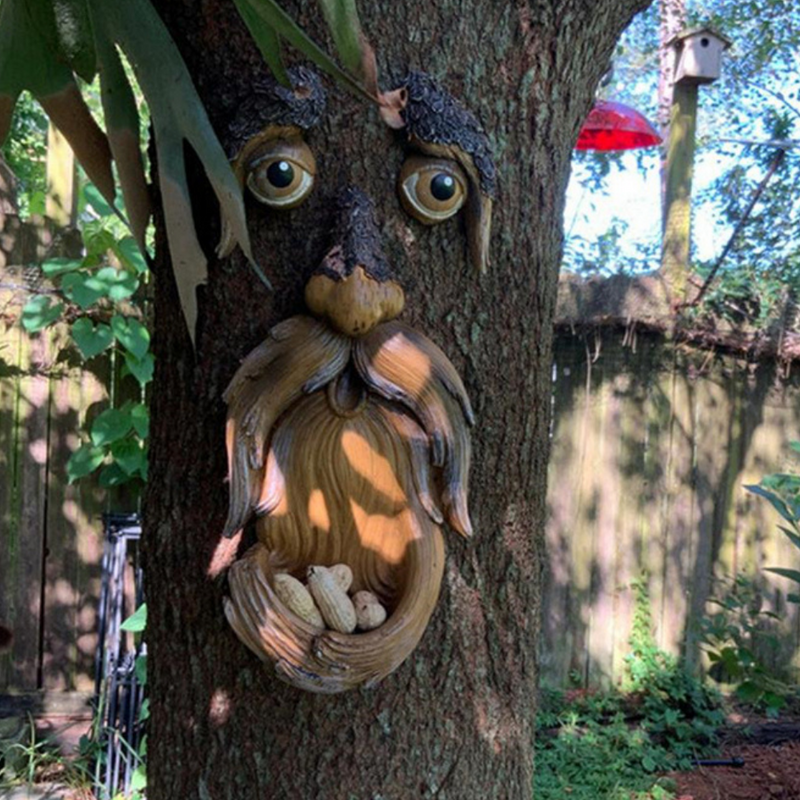 Rosto Decorativo para Árvore - Alimentador de Pássaros