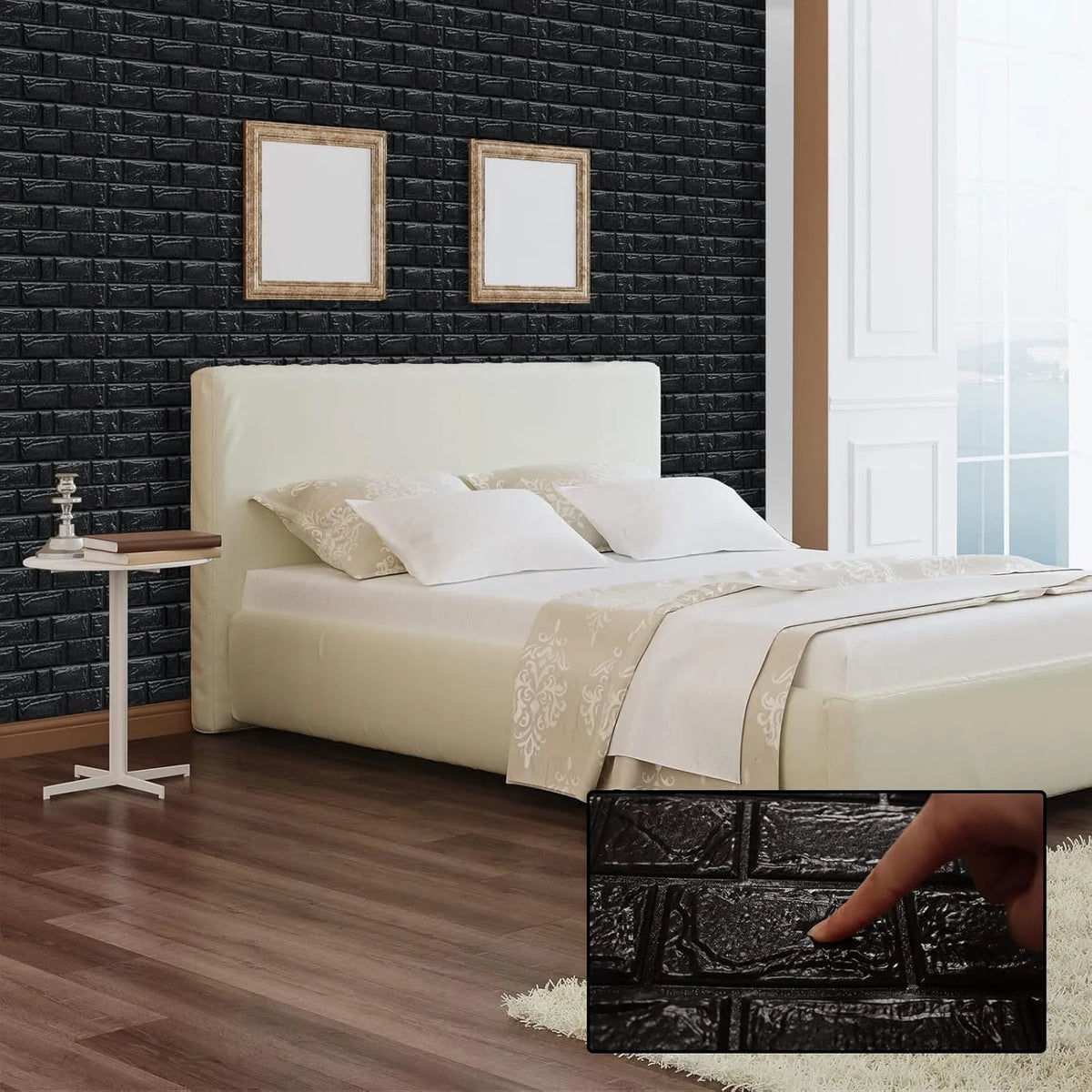 Painel 3D Tijolo Auto Adesivo Preto UCLANO