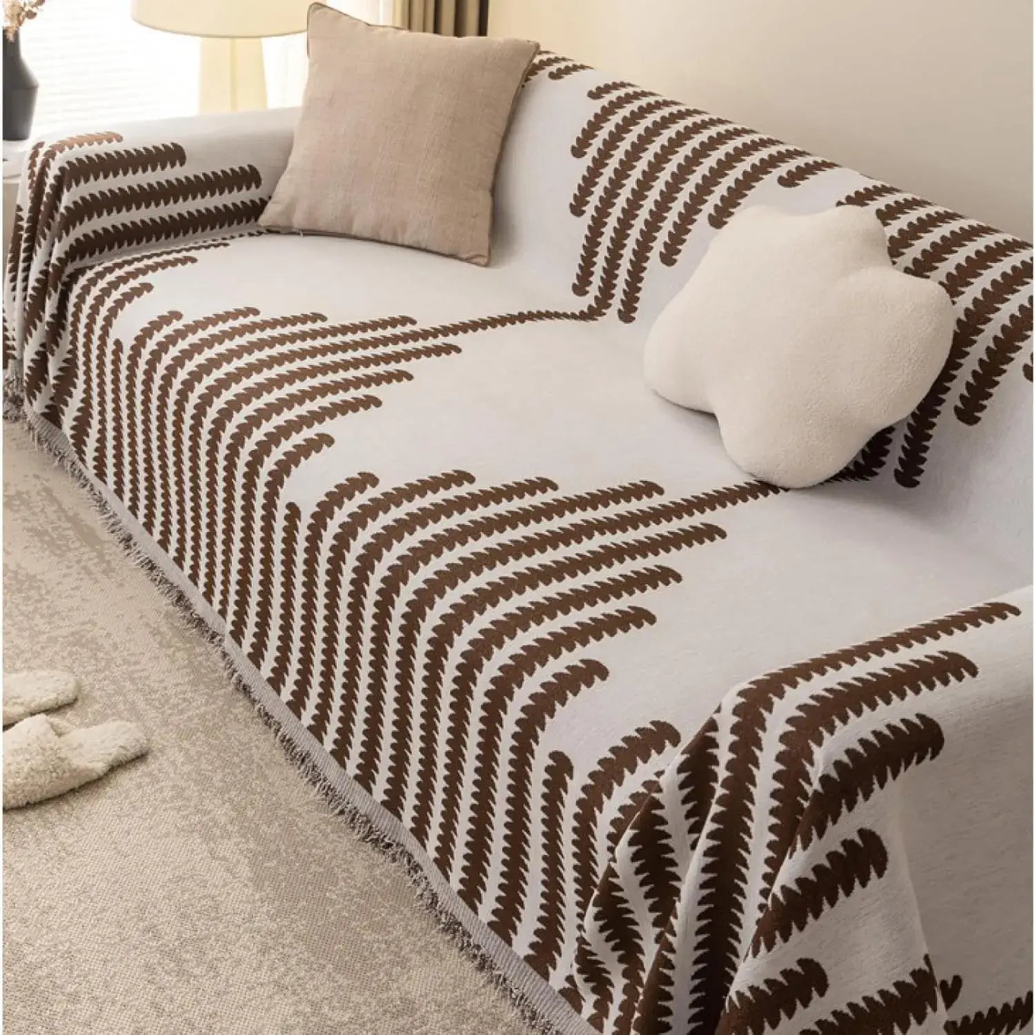 Capa de Sofá Chenille Luxuosa Marrom