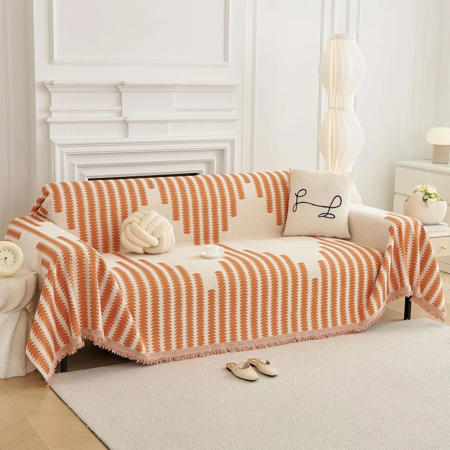 Capa de Sofá Chenille Luxuosa Laranja