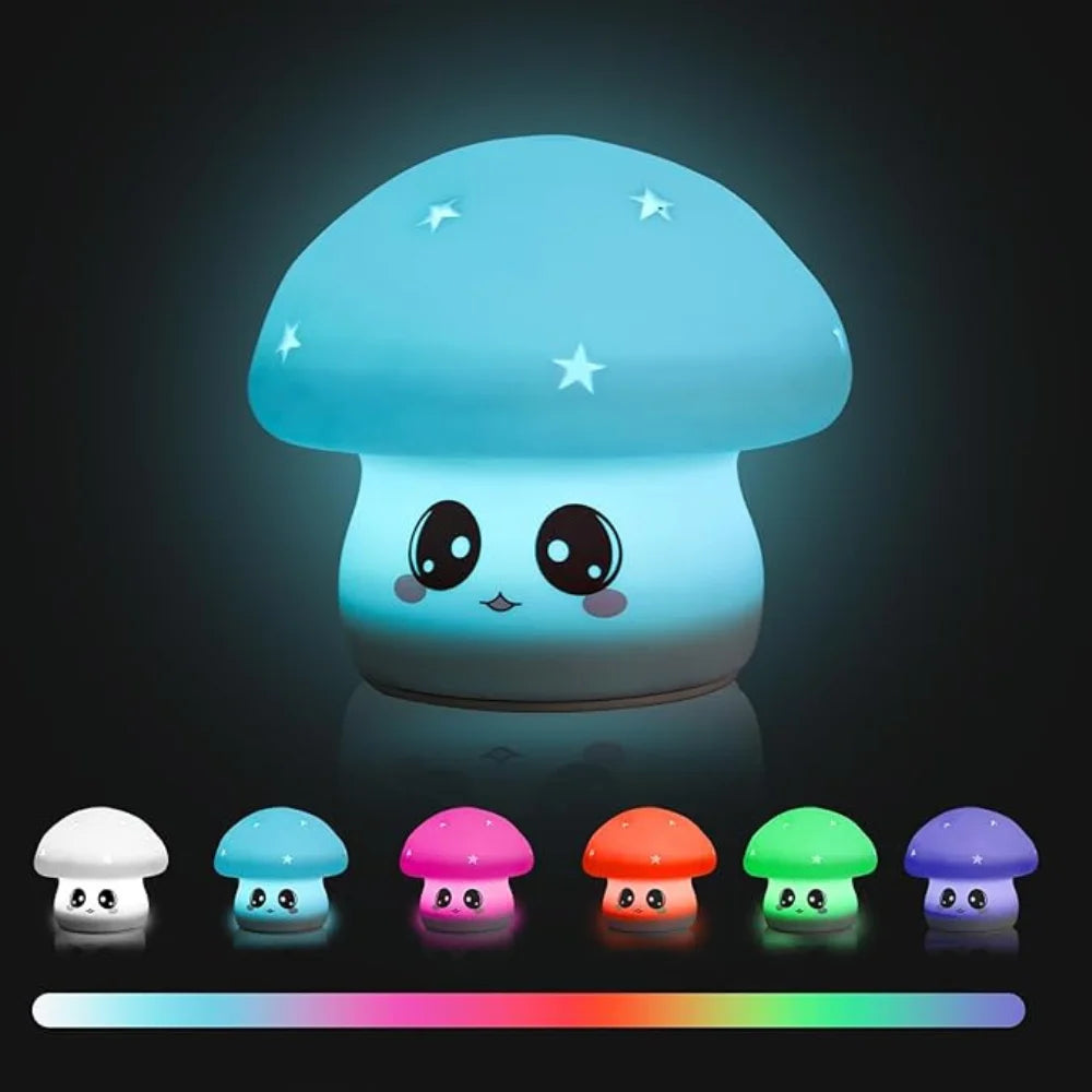 Mini Luminária Abajur Cogumelo Fofo Led Silicone Touch Recarregável