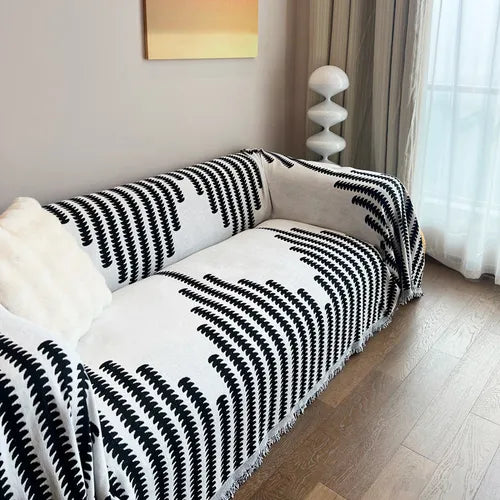 Capa de Sofá Chenille Luxuosa Preta