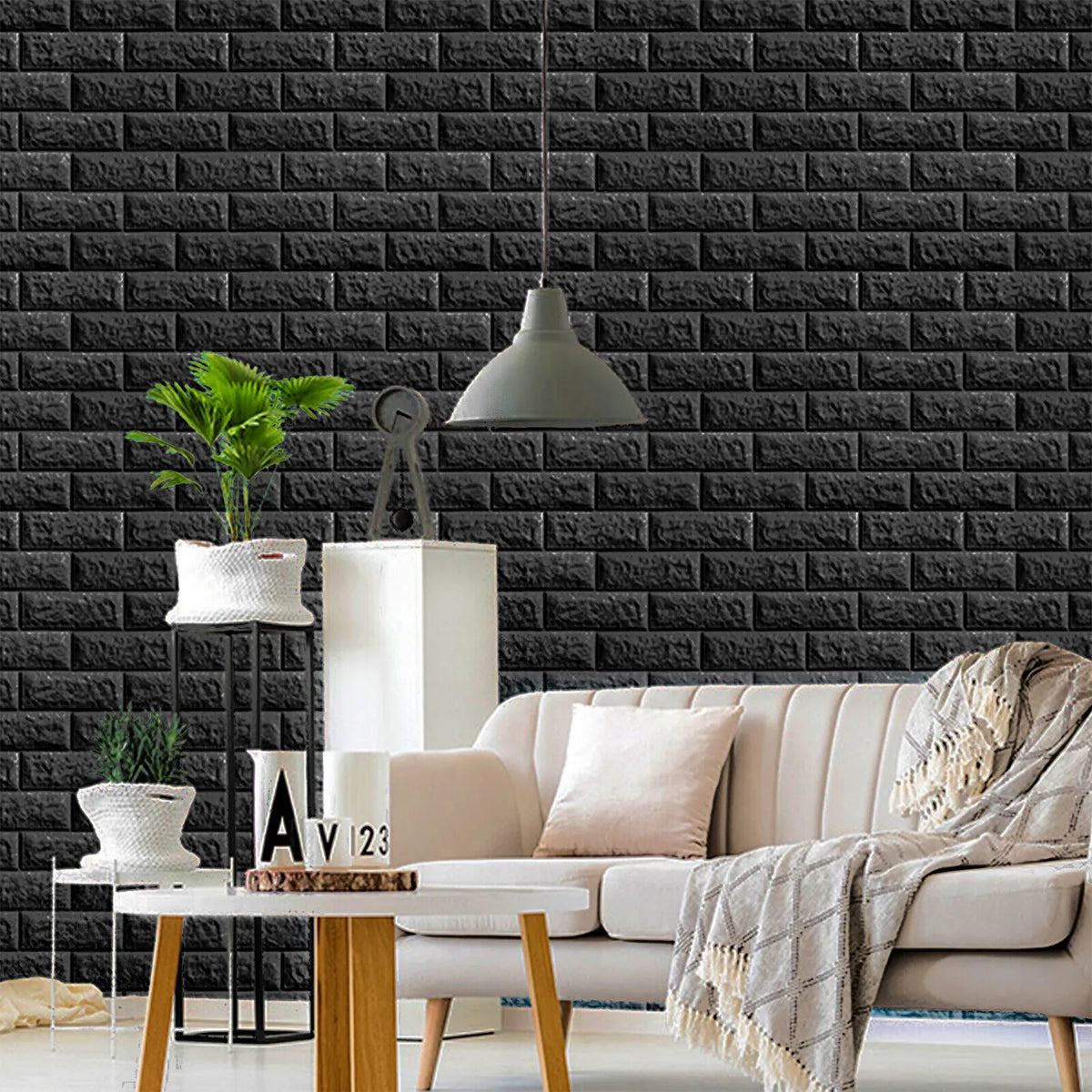 Painel 3D Tijolo Auto Adesivo Preto UCLANO