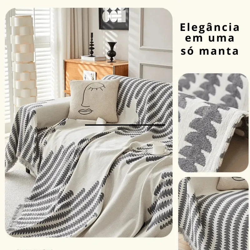 Capa de Sofá Chenille Luxuosa Cinza