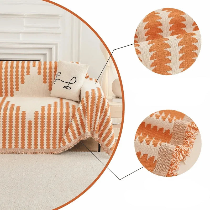Capa de Sofá Chenille Luxuosa Laranja