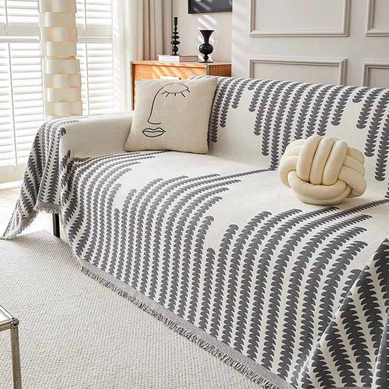 Capa de Sofá Chenille Luxuosa Cinza