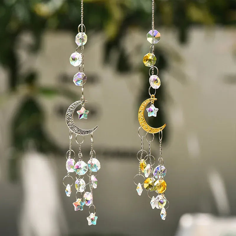 Suncatcher Cristal Lua & Estrelas Douradas
