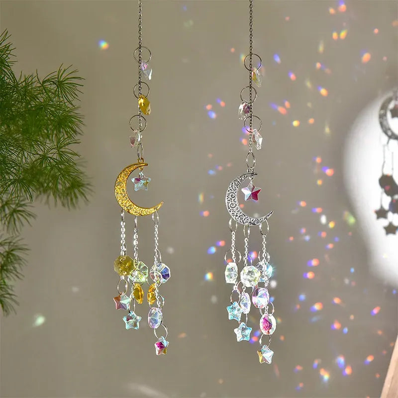 Suncatcher Cristal Lua & Estrelas Douradas
