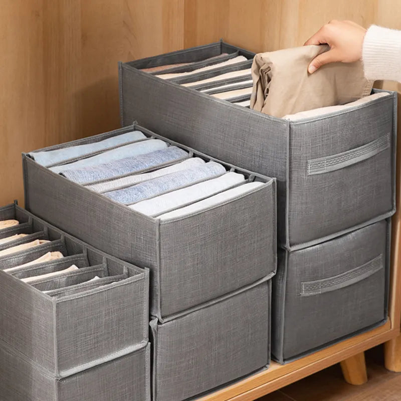 Caixa Organizadora Dobrável em Tecido Cinza