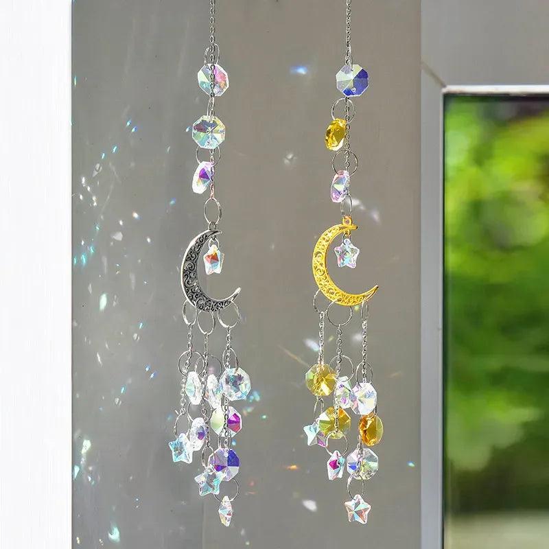 Suncatcher Cristal Lua & Estrelas Douradas