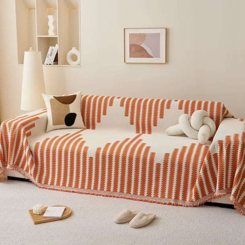 Luxury Chenille Sofa Cover Orange