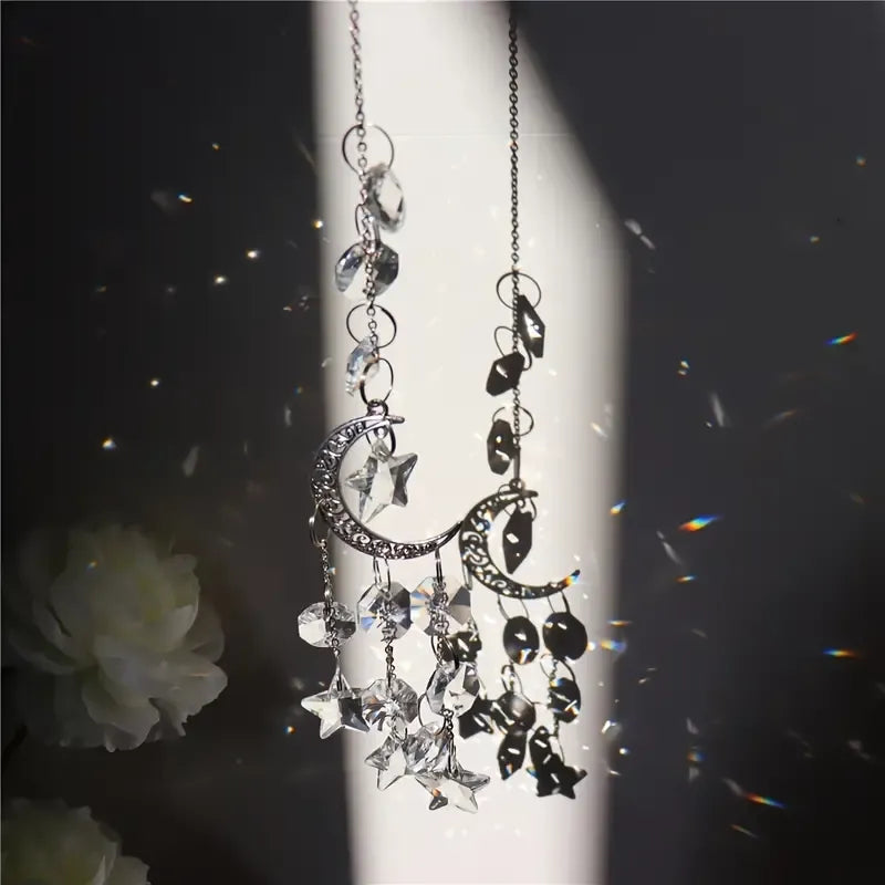 Suncatcher Cristal Lua & Estrelas Prata