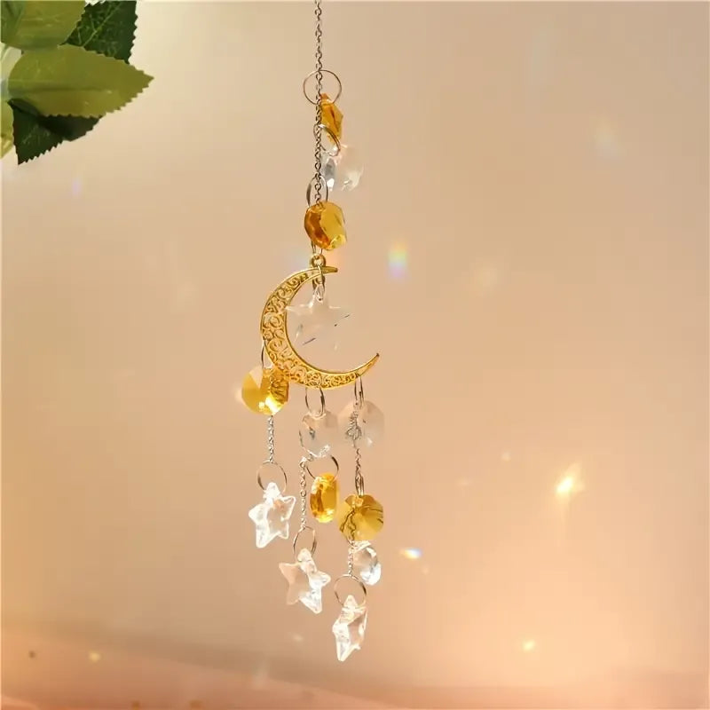 Suncatcher Cristal Lua & Estrelas Douradas